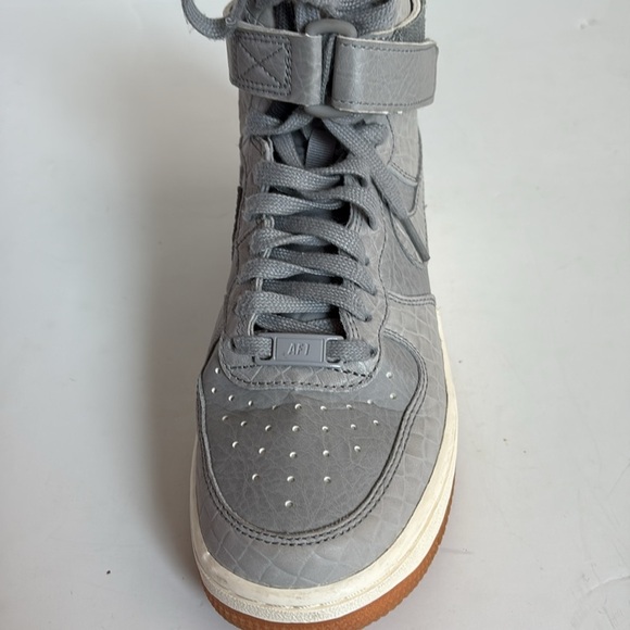 Nike AF1 Hi Premium croc embossed gray high top sneaker lace up velcro ankle - Picture 11 of 16